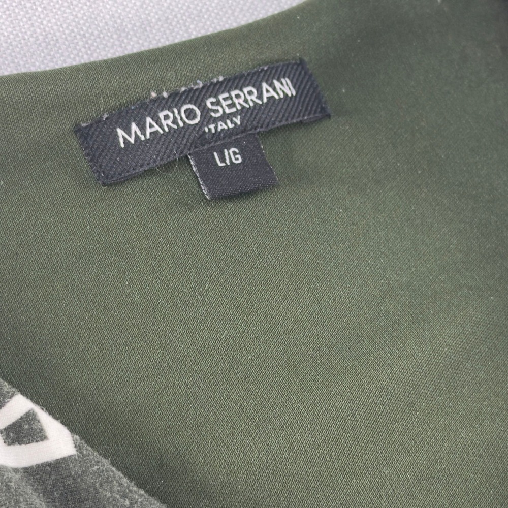 Mario Serrani Italy Green White Palm Geometric Maxi Dress Sleeveless L - Picture 9 of 10